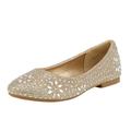 Dream Pairs Kids Girls Slip-On Shoes Children Party Dress Dance Shoes Flat Shoes Nina-100 Gold/Glitter Size 11