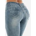 Womens Juniors Distressed Skinny Jeans - Low Rise Denim Jeans - Faded Wash Butt Lifting Denim Pants 10817O