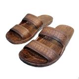 Rubber Double Strap Jesus Sandals By Imperial Hawaii for Women Men and Teens (Womens size 4-5, Brown)