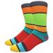 Men's Cotton Luxury Colorful Striped Casual Crew Dress Socks, Charcoal / Orange / Lime etc.., Size 8 to 13