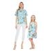 Made in Hawaii Matching Mother Shirt Daughter Luau Empire Waist Dress in Pink Flamingos in Turquoise