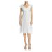 ADRIANNA PAPELL Womens White Cap Sleeve V Neck Knee Length Sheath Cocktail Dress Size 10