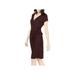 INC Womens Maroon Belted Short Sleeve V Neck Knee Length Wrap Dress Dress Size M