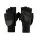 HOMEMAXS 1 Pair Flip Riding Gloves Anti-slip Thicken Riding Gloves Outdoor Warm Work Gloves Polar Fleece Warm Gloves Black Size L