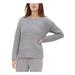 CALVIN KLEIN Womens Silver Knitted Long Sleeve Crew Neck Sweater Size M