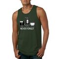 Never Forget Floppy Disk VHS Cassette Tape Humor Mens Graphic Tank Top, Forest Green, Medium