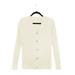 Winnereco Women Solid Color Cardigan Long Sleeve Button Sweater Outwear (White S)