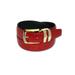 OSTRICH Pattern RED Color BONDED Leather Men's Belt Gold-Tone Buckle Regular