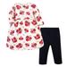 Hudson Baby Baby Girl Quilted Cotton Dress and Leggings, Red Rose, 3 Toddler