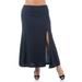 24seven Comfort Apparel Black Side Slit Ankle Length Skirt, P011533, Made in USA