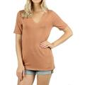 Women Casual V-Neck Short Sleeve Basic Jersey T-Shirt Tops Slim Fit (Egg Shell, S)
