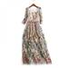 ZEROFEEL Party Embroidery Dresses Vestidos Ruway Floral Bohemian Flower Embroidered Vintage Boho Mesh Embroidery Dresses For Women