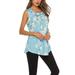 Boho Sleeveless Blouse for Women Floral Print Casual Tops Bohemia T-Shirt Summer Beach Loose Tunic Shirt S-2XL