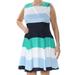 MAISON JULES Womens Blue Color Block Sleeveless Jewel Neck Above The Knee Fit + Flare Dress Size: 12