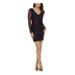 GUESS Womens Purple Long Sleeve V Neck Short Body Con Cocktail Dress Size 12