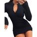Listenwind Womens Turtleneck Long Sleeve Elasticity Knit Pullover Sweaters Bodycon Slim Mini Dress Jumper Clubwear