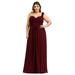 Ever-Pretty Women's Flower One Shoulder Wedding Guest Dress Bridesmaid Dresses Plus Size 97682 Burgundy US22