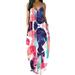 Eyicmarn Women V-Neck Maxi Dress Sleeveless Halter One-Piece Spaghetti Strap Plus Size Gradient Sundress
