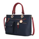 MKF Collection Julia Satchel with Cosmetic Pouch by Mia k. - Navy Wine