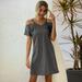 Women's Summer Sexy Off Shoulder V Neck Short Sleeve Apparel Casual Trendy Boutique Loose Dress Plain Elegant Dress