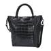 Shop LC Emboss Black Genuine Leather Crocodile Skin Pattern Tote Bag Handle Drop