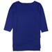 ALFANI Womens Blue Layered 3/4 Sleeve Jewel Neck Tunic Top Size: S