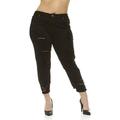 CG JEANS Plus Size Cute Juniors Big Mid Rise Large Ripped Torn Crop Skinny Fit, Clawed Black, 18