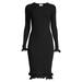 MILLY Women's Wired Edge Long Sleeve Ribbed Fitted Dress Black (S)
