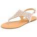 Dream Pairs Women's Classic Flip Flop Flat Sandals Fashion T-Strap Rhinestone Sandals Cut Out Thong Sandals Medinie Nude Size 5.5