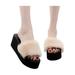 UKAP Womens Sandals Slippers Cute Fluffy Filp Flops Slides Comfortable Faux Fur Slippers Slide Sandal