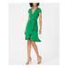 JESSICA HOWARD Womens Green Belted Short Sleeve V Neck Knee Length Wrap Dress Dress Size 8