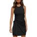 Avamo Womenâ€™s Elegant Sleeveless Slim Dress Crewneck Tie Waist Knot Cocktail Frill Mini Dress Black XL(US 16-18)