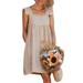 Summer Ruffle Mini Dresses for Women Casual Loose Cotton Linen Short Dress Ladies Fashion Boho Kaftan Beach Sundress
