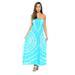 Convertible Tie Dye Smock Chest Maxi Dress (Turquoise / White, 3X)