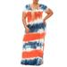 MAWCLOS Summer Plus Size Tie Dye Dresses Short Sleeve O Neck Casual Slim Fit Long Dress Fashion Print Beach Maxi Dress