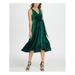 DKNY Womens Green Sleeveless V Neck Below The Knee Fit + Flare Evening Dress Size 10