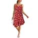 Women Casual Loose Summer Dress Elegant V-neck Ruffle Pleated Office Business Work Dress Boho Beach Sundress