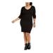 PLANET GOLD Womens Black Long Sleeve Scoop Neck Above The Knee Sheath Cocktail Dress Size 3X