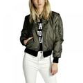 Women's Zip Up Bomber Jackets Long Sleeves Casual Lightweight Biker Coat