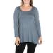 24seven Comfort Apparel Women's Plus Size Poised Long Sleeve Swing Tunic Top