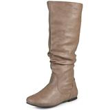 Brinley Co. Womens Extra Wide-Calf Mid-Calf Slouch Riding Boots Taupe, 8 Extra Wide Calf US