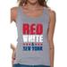 Awkward Styles Red White & New York Tank Top for Women New York Sleeveless Shirts 4th of July Tank Tops Women's America Flag Tank USA Women's Tank Top American Women Gifts from New York Patriots Tank