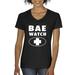 True Way 1178 - Women's V-Neck T-Shirt Bae Watch Lifeguard Parody Logo XS Black