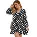 Womens Summer Boho Midi Dress V-Neck High Waist Polka Dots Dresses Cocktail Party Dress Autumn Clothing Maxi Dress Flared Swing Trendy Style Mini Dresses