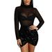 Pudcoco Women Bandage Bodycon Long Sleeve Evening Party Cocktail Club Mini Dress