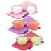 3 Pack Newbee Fashion - Kids Fashion Sunglasses for Girls Boys Toddler Vintage Style Two Tone Clear Frame Color Strips & Temple with Flash Lenses Kids Sunglasses UV Protection, Pink, Purple & Red