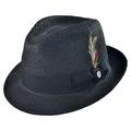 Toyo Straw Braid Trilby Fedora Hat - L - Black