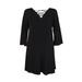 Jessica Howard Petite Black 3/4-Sleeve Lace-Up A-Line Dress 8P