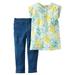 Carters Baby Clothing Outfit Girls 2-Piece Top & Jegging Set Yellow Floral
