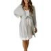 Avamo Women Robe Soft Lace Trim Kimono Robes Maternity Sleepwear Loungewear Pajama Dress for Breastfeeding